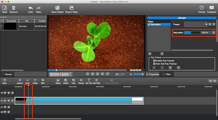 adjust video saturation